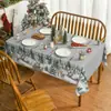 Mantel de poliéster navideño con estampado de muñeco de nieve, ligero y resistente a las manchas, adecuado para la decoración de ambientes de restaurante, mantel largo al por mayor