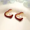 Brincos de Coração Estilo Hong Kong Lã Vermelha Moda Retro Simples Nicho Alto Padrão Elegante Brincos Estilo Ocidental