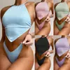 Bikini de Cintura Alta Estilo Europeo y Americano 2026 Nuevo Traje de Baño Acanalado Sitio Independiente de Amazon Traje de Baño 76640