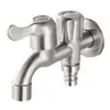 Grifo de Acero Inoxidable 304, Grifo de Lavadora de Apertura Rápida de 1/2 Pulgada, Caño Extendido, Grifo de Doble Uso con una Entrada y Dos Salidas