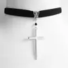 Collar de terciopelo cruzado estilo punk europeo y americano con cruz puntiaguda y cruz de espada, collar vintage, gargantilla, cadena de clavícula