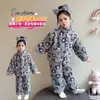 Conjunto de pijama de forro polar coral con estampado de leopardo para niñas, forrado de forro polar y engrosado para abrigar, con cuello alto, conjunto de dos piezas, nuevo pijama de otoño/invierno