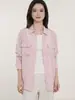 Camisa Rosa Doce e Delicada Estilo Nicho com Gola Lapela de Manga Longa para Proteção Solar Feminina, Novo Top Casuais de Verão que Realça o Branco