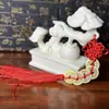 Escultura de Frutas em Imitação de Marfim com Detalhes em Ouro, Simbolizando Boa Sorte, para Decoração de Casa, Sala de Estar, Mesa de Escritório, Artesanato Atacado