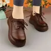 Nueva colección primavera 2026: cómodos zapatos de plataforma con cordones para madres, con suela gruesa, diseño que aumenta la altura, punta redonda casual y construcción de cuero antideslizante