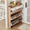 Sapateira ultra-fina com tampa flip-top, novo modelo 2026, design minimalista e moderno, adequada para uso doméstico, sapateira de grande capacidade para armazenamento na entrada