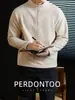 Moletom Pulôver de Lã Double-Face Quente Engrossado com Meio Zíper para Homens, Blusa de Manga Raglan Estilo Minimalista Outono e Inverno
