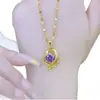 Colar Coração Roxo para Mulheres 2025 Novo Tendência Luxo Design de Nicho Pingente de Alta Qualidade Corrente para Clavícula