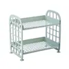 Estante de almacenamiento de escritorio plegable de doble capa, estante de almacenamiento de cocina, estante de almacenamiento de mesa de lavado doméstico simple, estante de almacenamiento