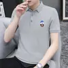 Camiseta Polo de Solapa de Manga Corta para Hombre Business Casual con Cuello Manga Media Verano Seda de Hielo Fresca Paul Top