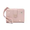 Bolso de Mano con Cremallera y Hebilla de Corazón de Nuevo Estilo Transfronterizo para Mujer, Cartera Corta Plegable de Cuero para Mujer con Bordado de Corazón de Melocotón, Billetera para Monedas