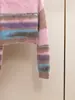 Shenzhen Nanyou Elegante Feminino Inverno Novo Estilo Francês Redutor de Idade Gola Redonda Contrastante Listrado Curto Pelúcia Malha
