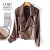 Chaqueta de Cuero Haining Estilo Jiang Shuying para Mujer, Estilo Corto, Versión Coreana Otoño e Invierno, Chaqueta de Cuero Biker Holgada, Abrigo Pequeño