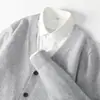 Cárdigan de Lana para Hombre Cuello en V Nuevo Holgado Talla Grande Suéter Prendas de Abrigo Casual para Hombres de Mediana Edad Suéter de un Solo Botón Manga Larga