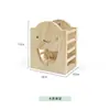 Nuevo Comedero de Animales de Madera Maciza Comedero de Heno para Conejo Hámster Comedero Vertical para Animales Pequeños Forma Cilíndrica con Tapa