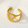 Anillo geométrico de línea irregular de moda INS europeo y americano para mujer, accesorio de joyería de anillo hueco simple de acero inoxidable