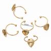 Base de anillo de acero inoxidable chapada en oro de 18 quilates con forma de estrella de cinco puntas y forma de gota de agua de amor, soporte para cuentas de perlas adhesivas, accesorios de joyería hechos a mano