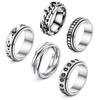 Anillo giratorio de cadena para hombre de acero de titanio, con diseño de Sol, Luna y Estrellas, que gira, para aliviar el estrés, anillo moderno para aliviar la ansiedad, superventas transfronterizo