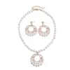 Set de joyería de perlas artificiales de lujo ligero transfronterizo, elegante collar con colgante circular y pendientes, accesorios para vestido de novia, suministro al por mayor