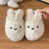 Pantufas de Algodão de Coelho Branco Fofo para Mulheres, Pantufas de Algodão para Casa para Mulheres, Pantufas de Algodão com Forro de Lã para Homens, Sapatos Quentes, Sapatos de Confinamento, Chinelos de Dedo