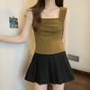 Camisola Estilo Francés para Mujer, Nuevo Estilo Verano 2026, Adecuada como Prenda Exterior o para Superponer, Top Tubo Plisado de Tirantes Anchos