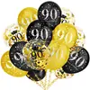 Set de Globos con Confeti Negro Dorado para 16 18 30 40 50 60 Años Combinación Decoración para Fiesta de Cumpleaños de Adultos