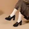 Zapatos de tacón alto con plataforma impermeables para mujer, tacón grueso, punta fina, estilo británico, zapatos pequeños de cuero, nuevo estilo otoño 2026, suela gruesa, cuero suave, zapatos de vestir