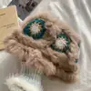 Novo Estilo Chapéu de Tricô de Pelo de Coelho Natural para Mulheres, Outono e Inverno, Chapéu de Leão Plush Quente Estilo Chinês Fofo, Artesanal Puro, Faz o Rosto Parecer Menor