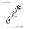 Clavo de lengua de acero inoxidable de 16/19 mm, clavo de mancuerna de bola de doble cabeza, clavo para el hueso de la oreja, joyería para piercing corporal de comercio exterior europeo y americano