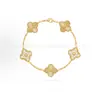 Pulsera de Calcedonia Morada Natural de Cinco Flores [Versión Alta Dorada V Chapado Grueso en Oro] Pulsera de Trébol de Cuatro Hojas de 18 Quilates para Mujer, Artesanía Exquisita