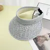 Sombrero de Diadema Abierto para Mujer, Rayas Anchas, Decoración de Perlas, Sombrero de Protección Solar, Sombrero de Sol de Verano, Sombrero de Sol Versátil
