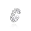 Anillo de Plata de Ley S925 con Perla de Encaje para Mujer, Lujo Ligero de Gama Alta Hueco con Microincrustaciones de Circonita Anillo Abierto, Al por Mayor en Stock