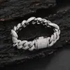 Pulsera Cubana Nariz de Cerdo Burbuja Tres-a-Uno de 15 mm Europea y Americana Pulsera de Zirconia Hip-Hop de Moda para Hombre Joyería al por Mayor