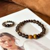 Pulsera Anillo de Cristal de Té Retro Simple Piedra Ojo de Tigre Natural Granate Nicho de Alta Gama Joyería China para Mujer