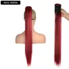 Coleta de Cabello Sintético Estilo Europeo y Americano para Mujer, Se Puede Atar en una Cola de Caballo Alta, Trenza de Cabello Largo Recto Natural, Coleta de Peluca de Fibra Sintética