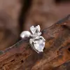 Unha de Osso de Orelha Zircônia de Aço Inoxidável Casual e Personalizada, Joia de Piercing de Unha de Orelha Micro-Embutida Exquisita e Compacta 0.8*6*4mm