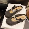 Novas Sandálias para Mulheres Usarem Fora no Verão, Sandálias Antiderrapantes da Moda, Sandálias Baotou com Pérolas Estilo Fada, Sapatos Femininos para Sair