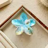 Pinza de Tiburón para Agarrar el Cabello con Flor de Huevo Degradada Dulce para Mujer, Estampado de Flor de Bauhinia, Moda para Vacaciones en la Playa, Accesorio para el Cabello Versátil