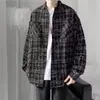 Jaqueta de Moda Americana Xadrez com Gola para Homens, Outono/Inverno 2026, Casaco Xadrez de Marca Popular e Tendência