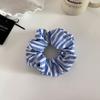 Estilo coreano Azul Elegante Listrado Intestino Grosso Anel de Cabelo High-end Low-sense Rabo de Cavalo Elástico Cabelo Corda Bola Acessórios para o Cabelo Headwear