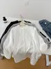 Camisa Feminina de Gaze de Algodão com Camada Dupla e Gola Alta, Coleção Outono 2026, Nova, Versátil, Cor Sólida, Comprimento Médio, 100% Algodão