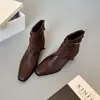 Botines Cuadrados Retro Franceses para Mujer 2026 Otoño/Invierno Nuevo Estilo Botas Martin de Temperamento Botas para Pantalón con Plataforma Oculta Botas Adelgazantes