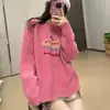 Nuevo Suéter Coreano de Otoño e Invierno, Holgado, Dulce, con Patrón de Pastel para Mujer, Suéter de Punto Suave con Cuello Redondo