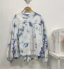 Vestido artístico azul tie-dye hecho a mano de Radix Isatidis de planta pura original, sobrecapas exteriores protectoras solares