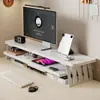Soporte para monitor de computadora de escritorio, altura extendida, con soporte para pantalla, base elevada y estante de almacenamiento para escritorio de oficina