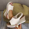 Sandalias de cuña de talla grande para mujer, comercio exterior transfronterizo, nuevo modelo de verano 2026, estilo europeo y americano, plataforma impermeable, sandalias casuales de moda