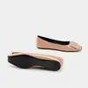 Zapatos Planos de Punta Cuadrada Versión Alta Color Gris Elefante RV con Hebilla Cuadrada para Mujer, Estilo Francés con un Toque de Lujo, Piel Genuina, Zapatos de Ballet Internos que Aumentan la Altura