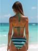 Ventas directas de fábrica de trajes de baño bikini para mujer, conjunto de dos piezas a rayas vintage, traje de baño transfronterizo de comercio exterior para vacaciones de ocio.