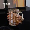 Copa de vino de nicho de estilo vintage ligero y lujoso con patrón de cuadros de ratán, copa de cristal de alta calidad, taza de agua para el hogar, taza de té, taza de leche