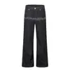 Jeans Preto Bordado de Nota Musical Retro Americano Masculino e Feminino Verão Novo Solto Casual Modelador Perna Reta Perna Larga Calças